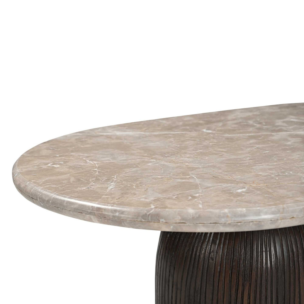 Salontafel Noel, 90 x 60 cm, ovaal, grijs marmer