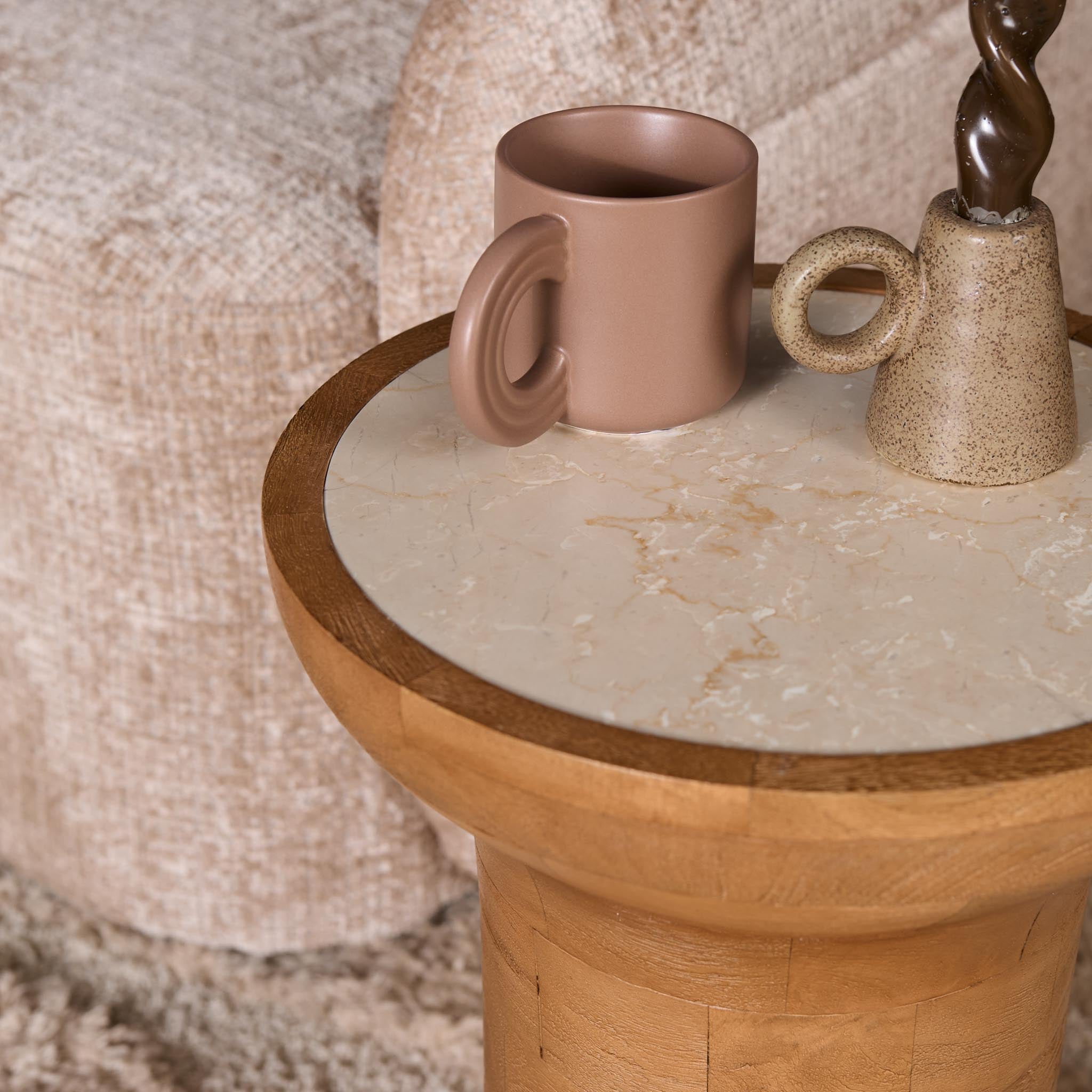 Bijzettafel Zoë Naturel Travertin 33 cm
