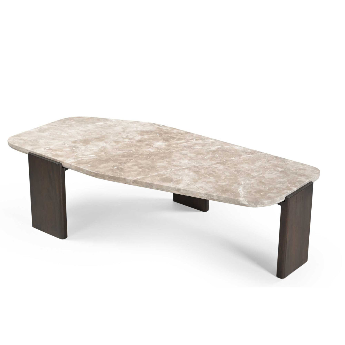 Salontafel Silva, 130 x 65 cm, marmer en bruin mangohout
