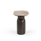 Bijzettafel Silva, 56 x 36 cm, ovaal marmer, bruin mangohout