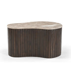 Salontafel Nomi, 70 x 50 cm, marmer en bruin mangohout