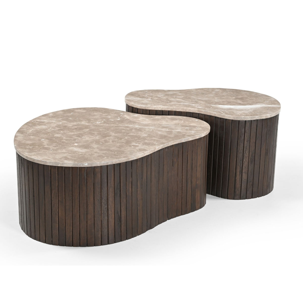 Salontafel Nomi, 70 x 50 cm, marmer en bruin mangohout