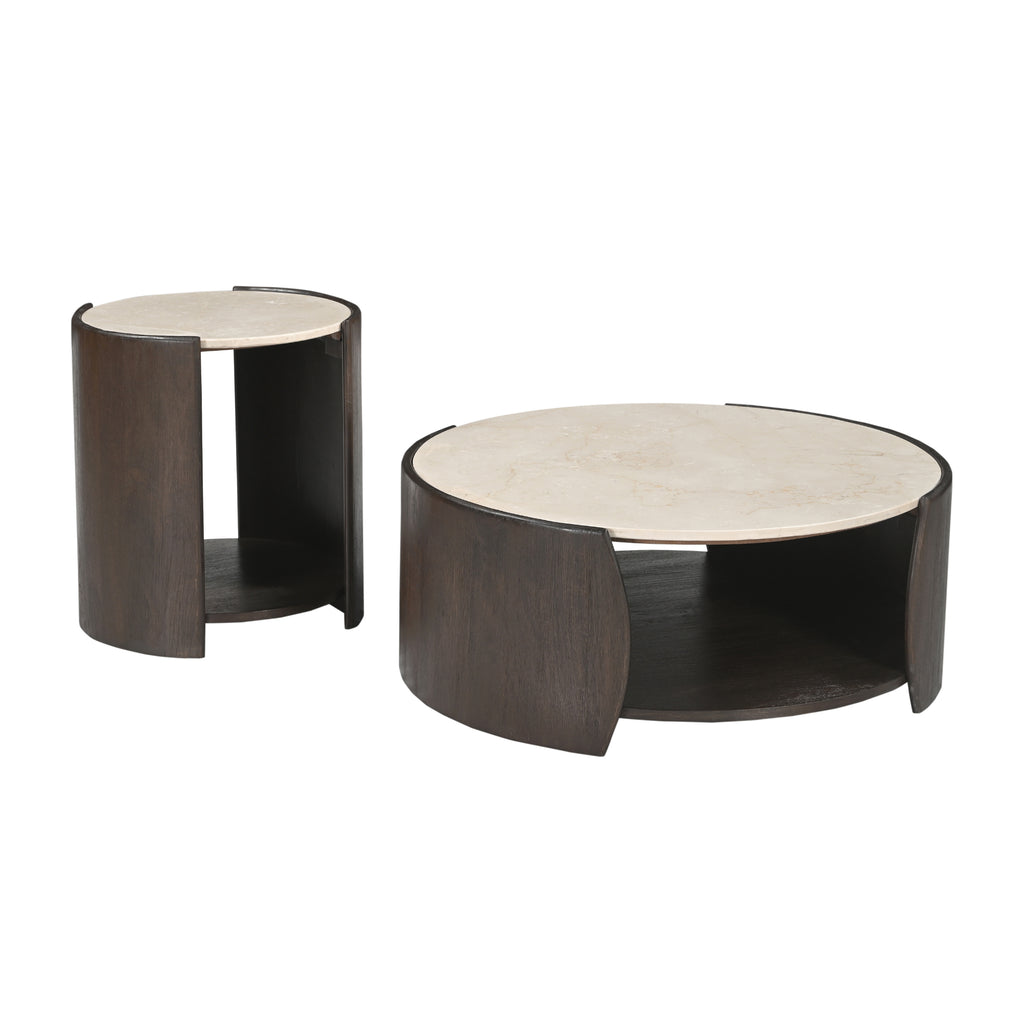 Bijzettafel Alva, Ø 70 cm, Red Levanto marmer