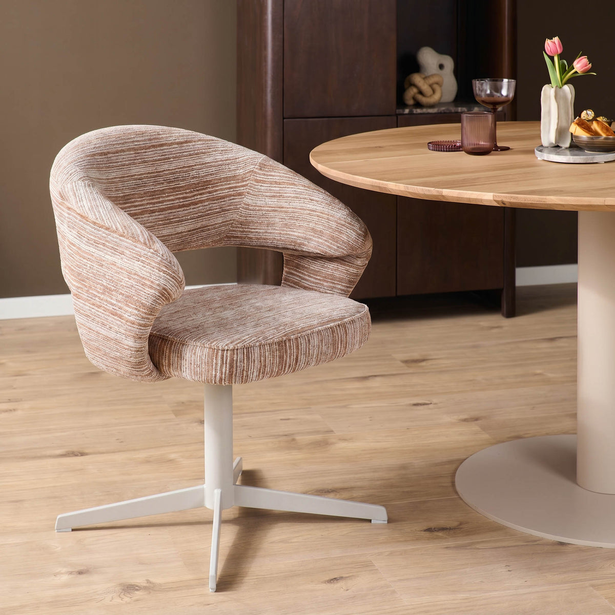 Eetkamerstoel Jade, draaibaar, taupe