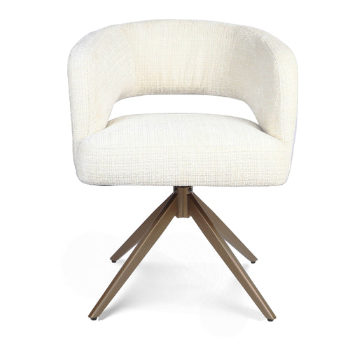 Eetkamerstoel Demi | Off White | Poot Bronze | Met armleuning