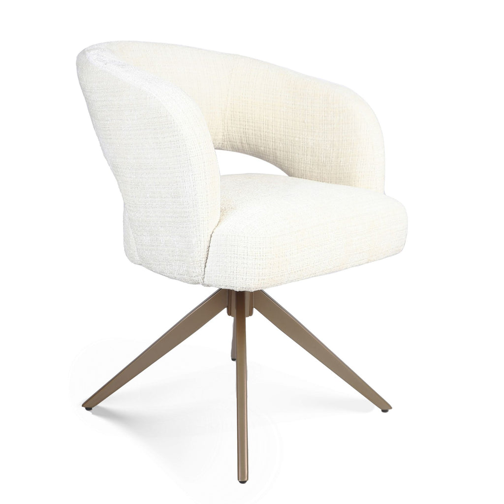 Eetkamerstoel Demi | Off White | Poot Bronze | Met armleuning