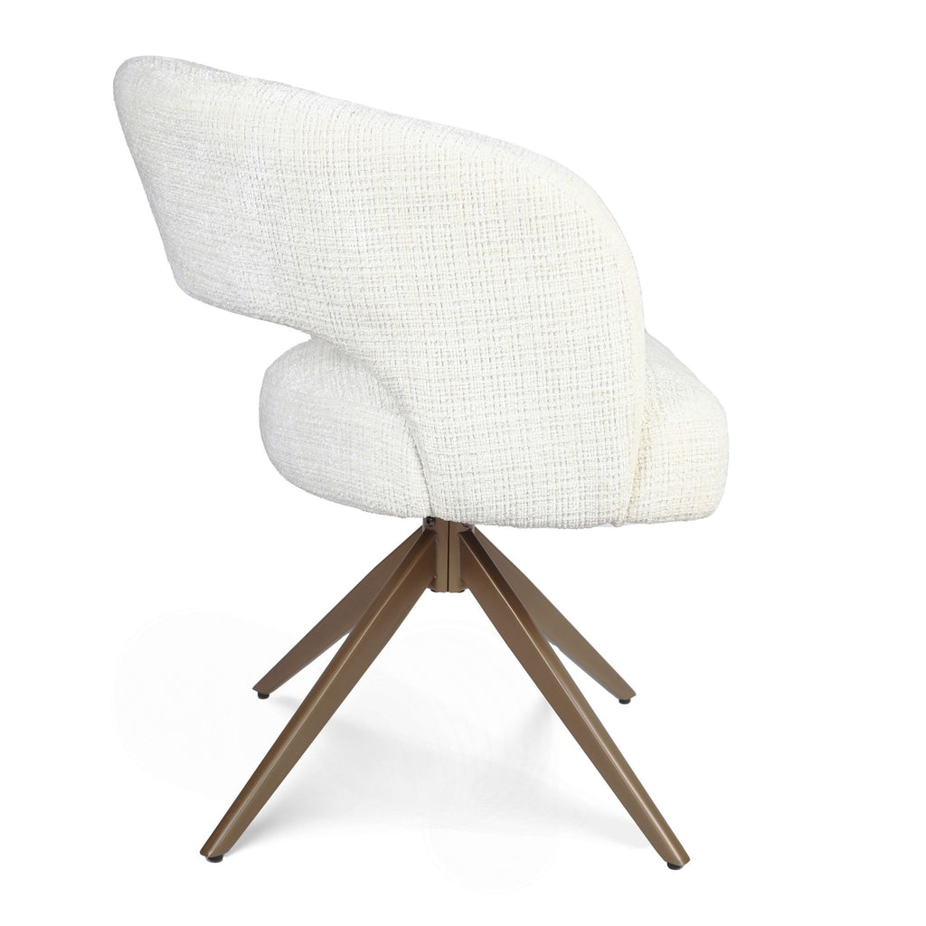 Eetkamerstoel Demi | Off White | Poot Bronze | Met armleuning