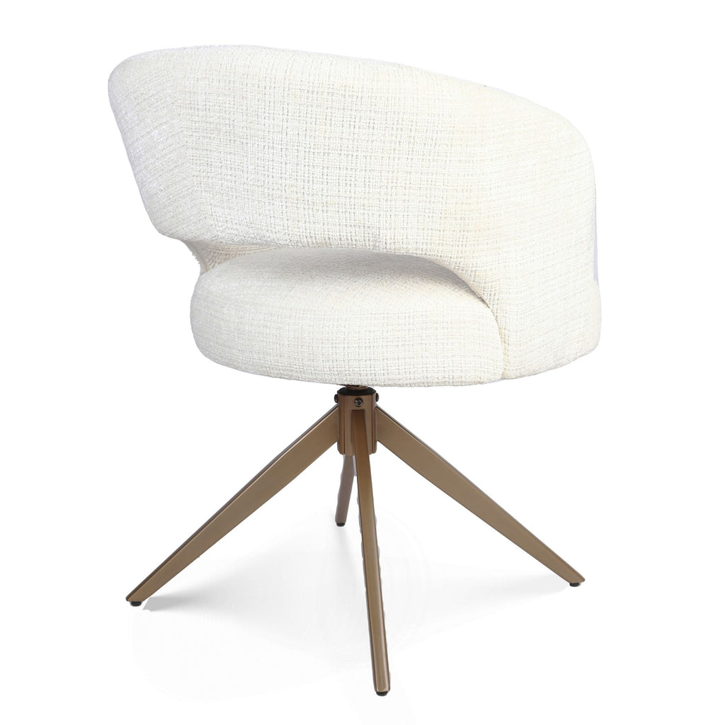Eetkamerstoel Demi | Off White | Poot Bronze | Met armleuning