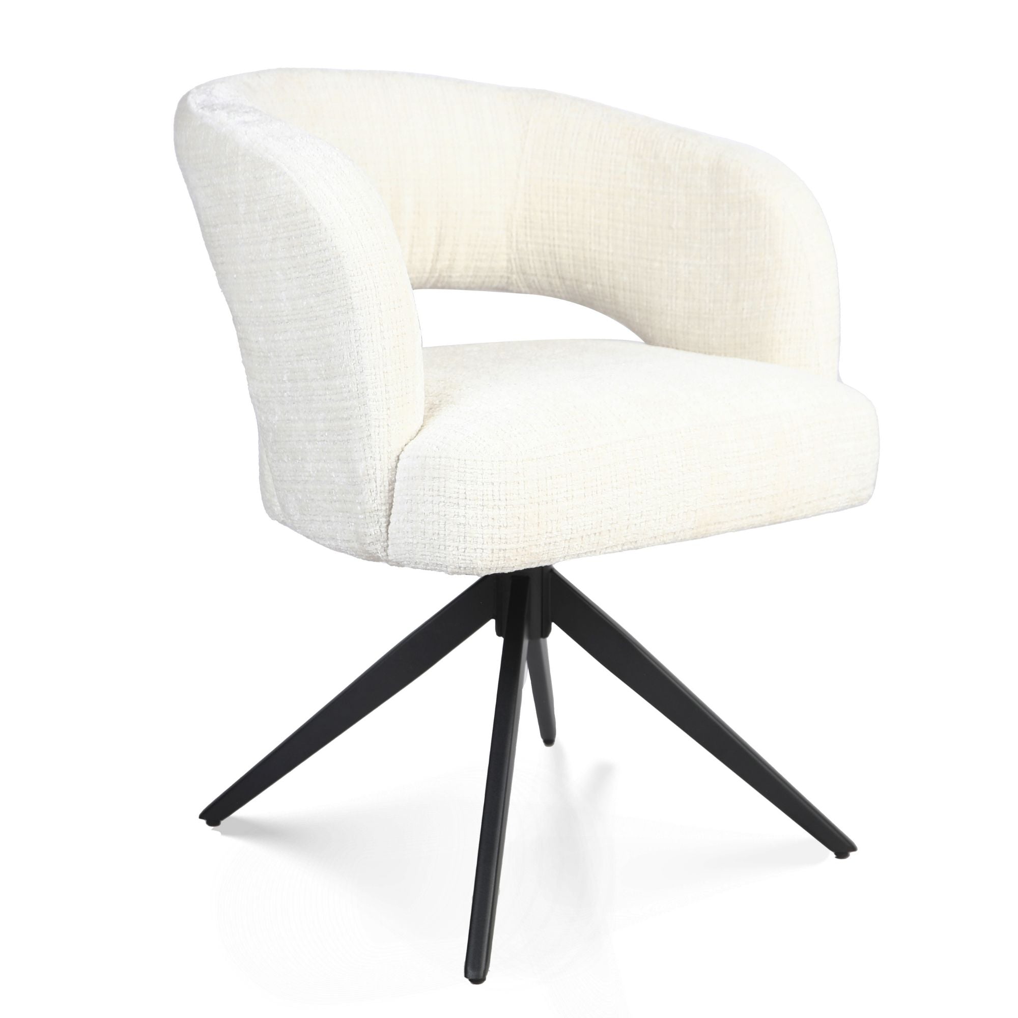 Eetkamerstoel Demi | Off White | Poot Black | Met armleuning