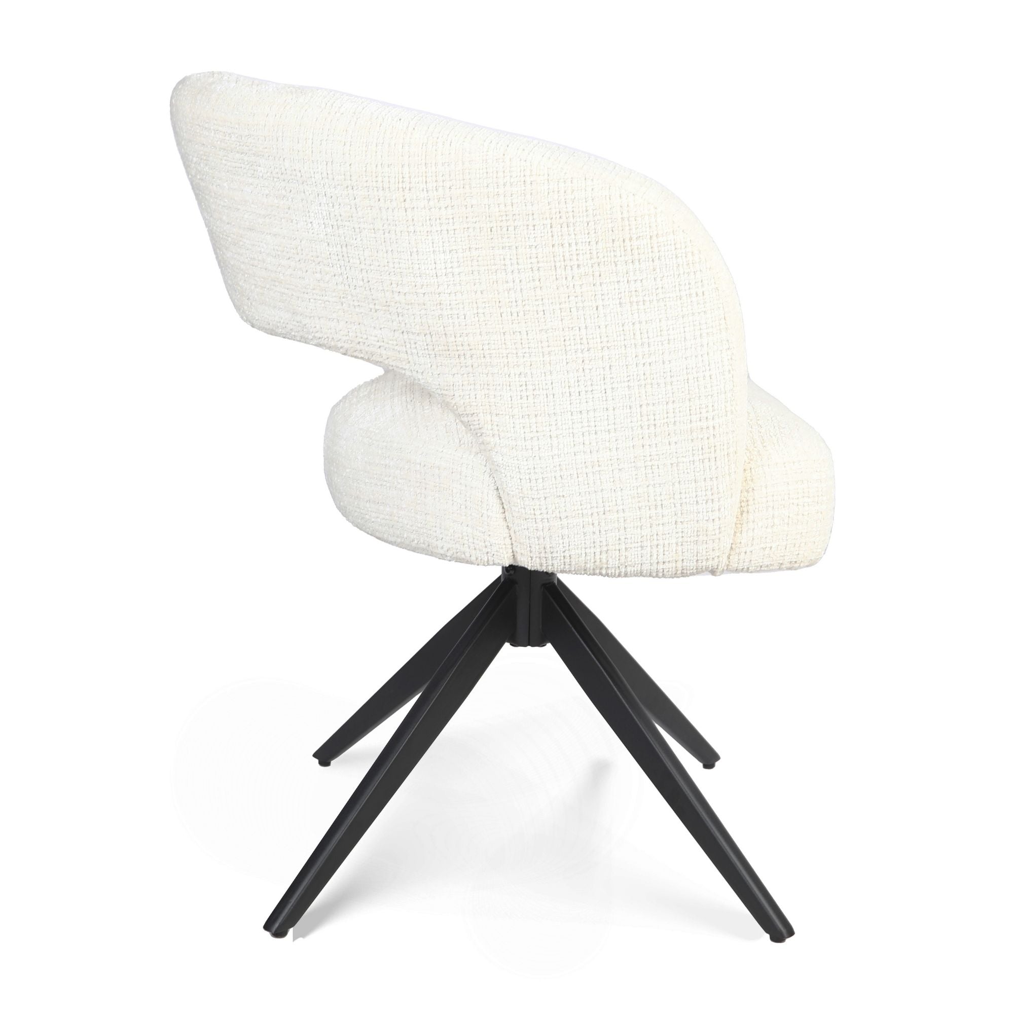Eetkamerstoel Demi | Off White | Poot Black | Met armleuning