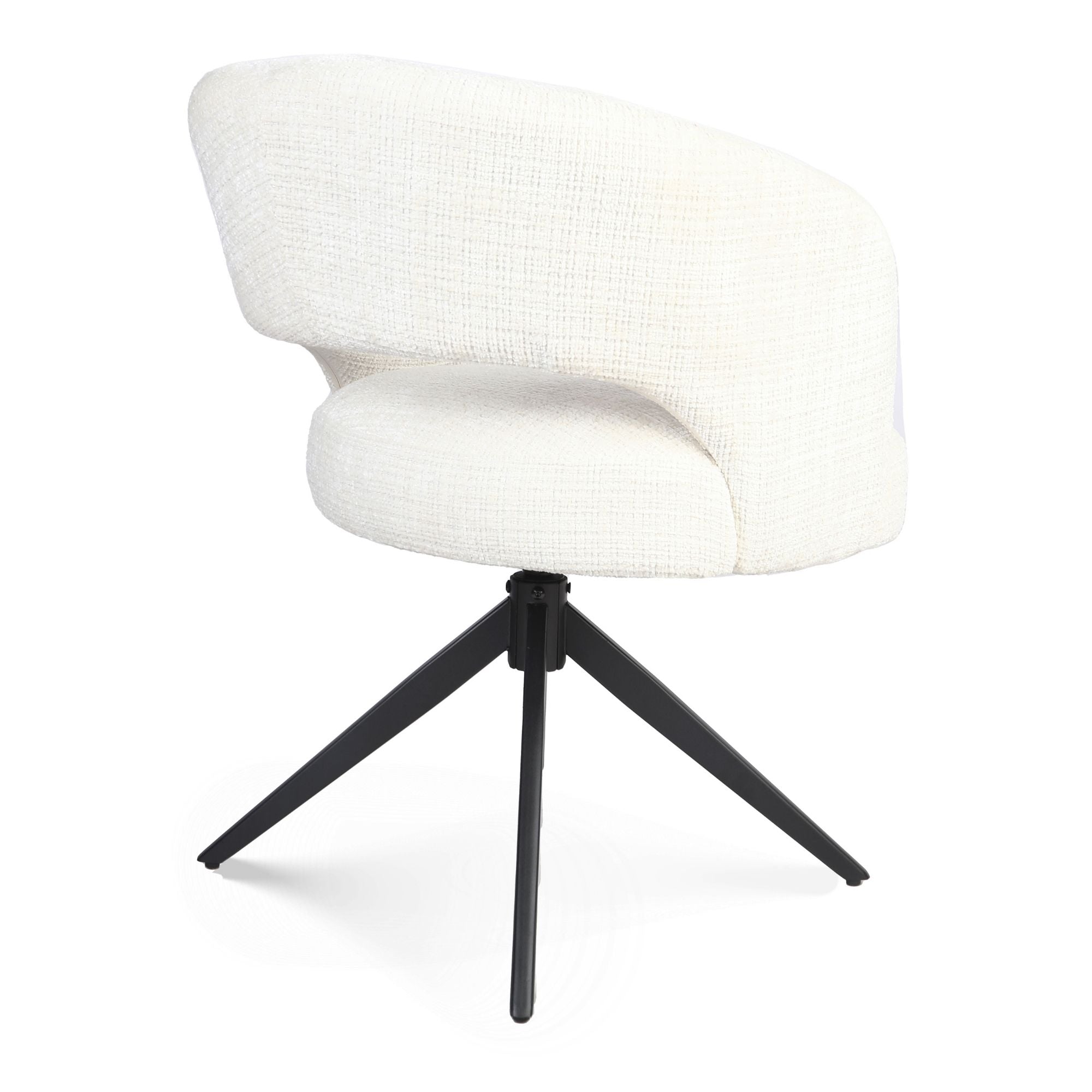 Eetkamerstoel Demi | Off White | Poot Black | Met armleuning