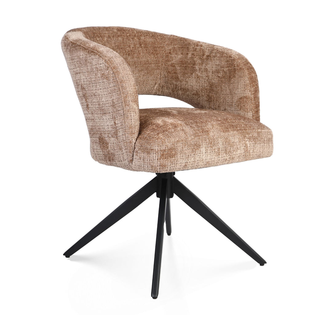 Eetkamerstoel Demi | Cinnamon | Poot Black | Met armleuning