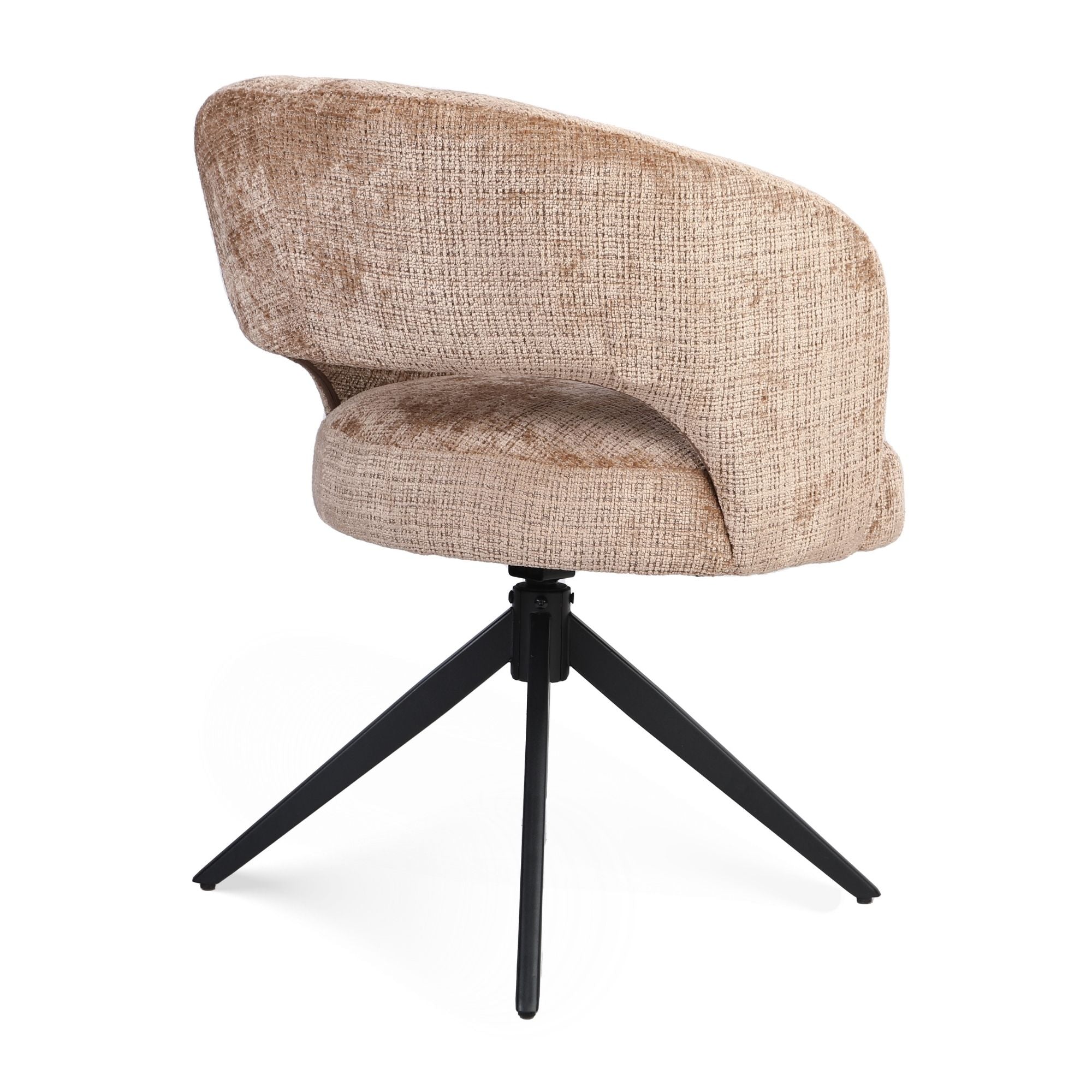 Eetkamerstoel Demi | Cinnamon | Poot Black | Met armleuning