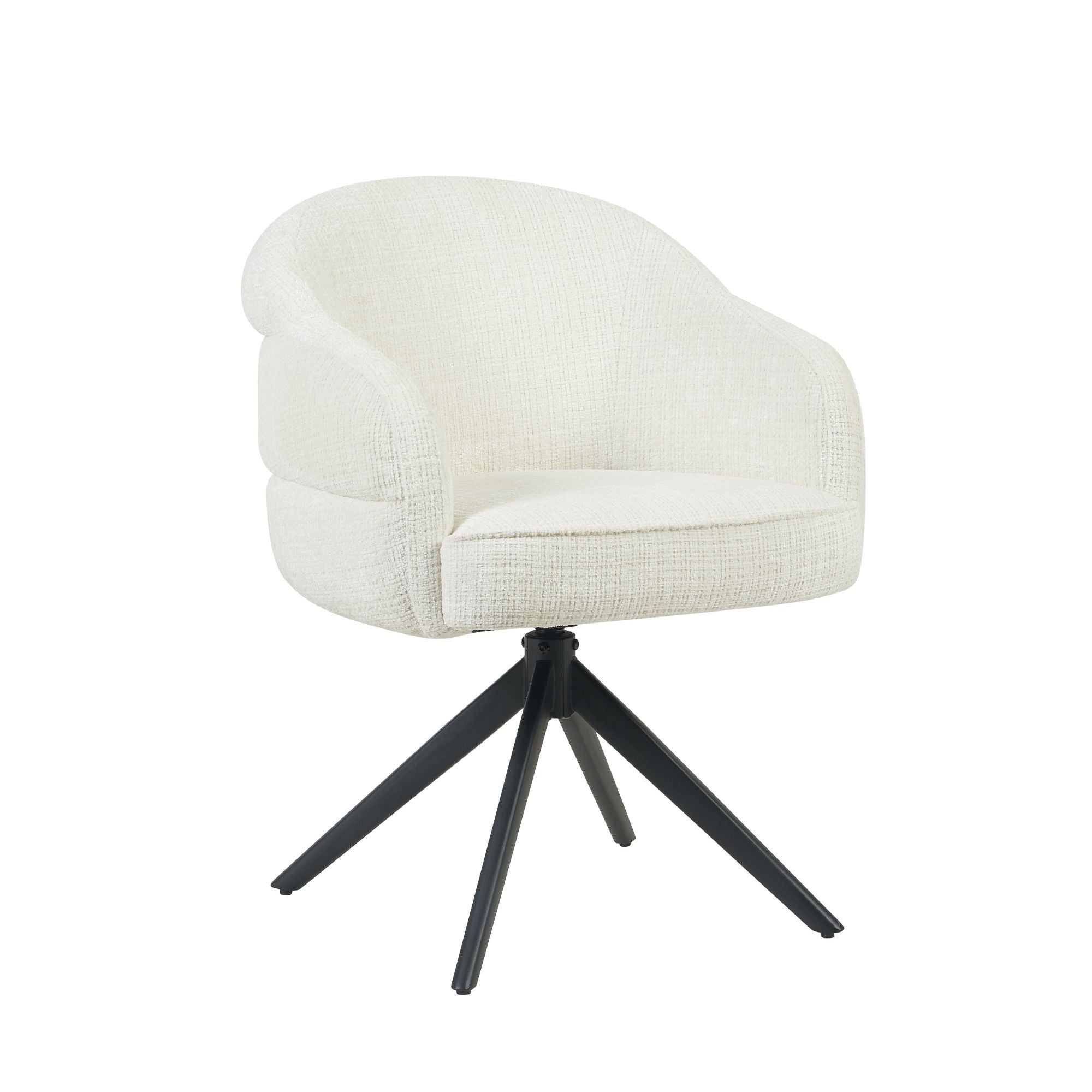 Eetkamerstoel Bella | Off White | Poot Black | Met armleuning