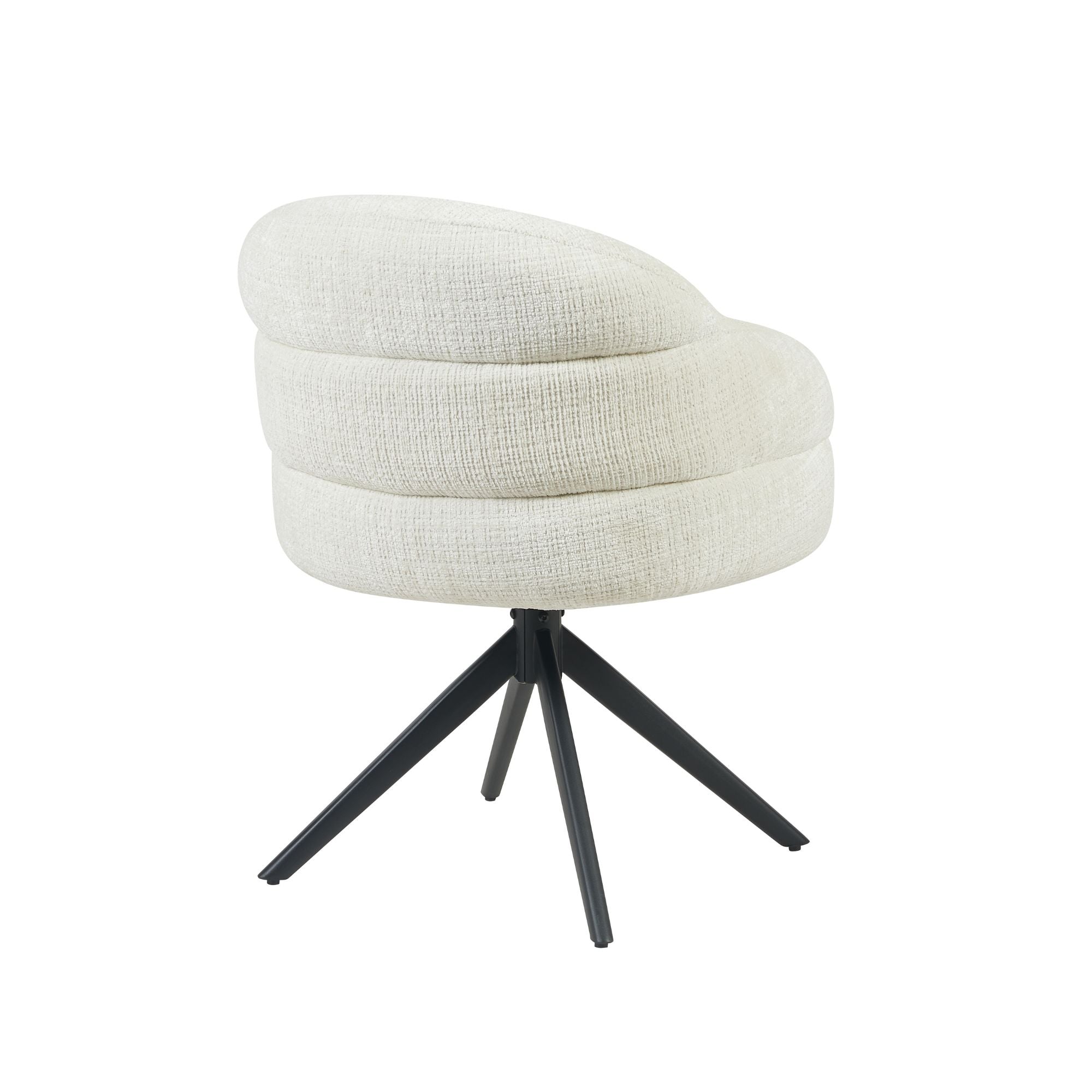 Eetkamerstoel Bella | Off White | Poot Black | Met armleuning