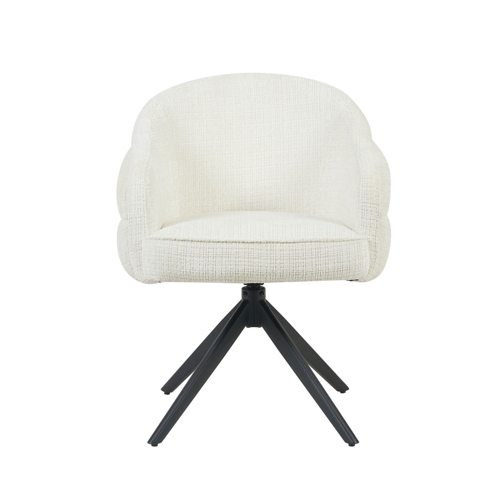 Eetkamerstoel Bella | Off White | Poot Black | Met armleuning