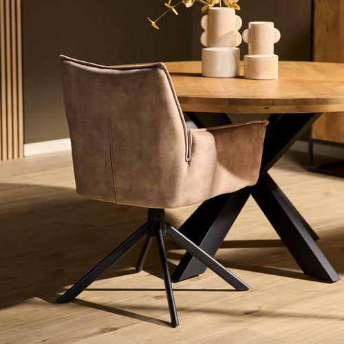 Eetkamerstoel Dani, velvet beige, draaibaar, set van 2