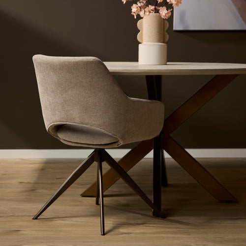 Eetkamerstoel Daisy, draaibaar, beige