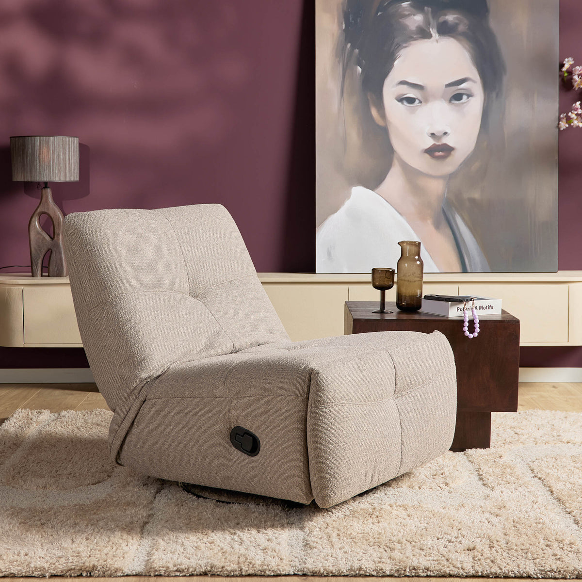 Relaxfauteuil Lazy, draaibaar, taupe