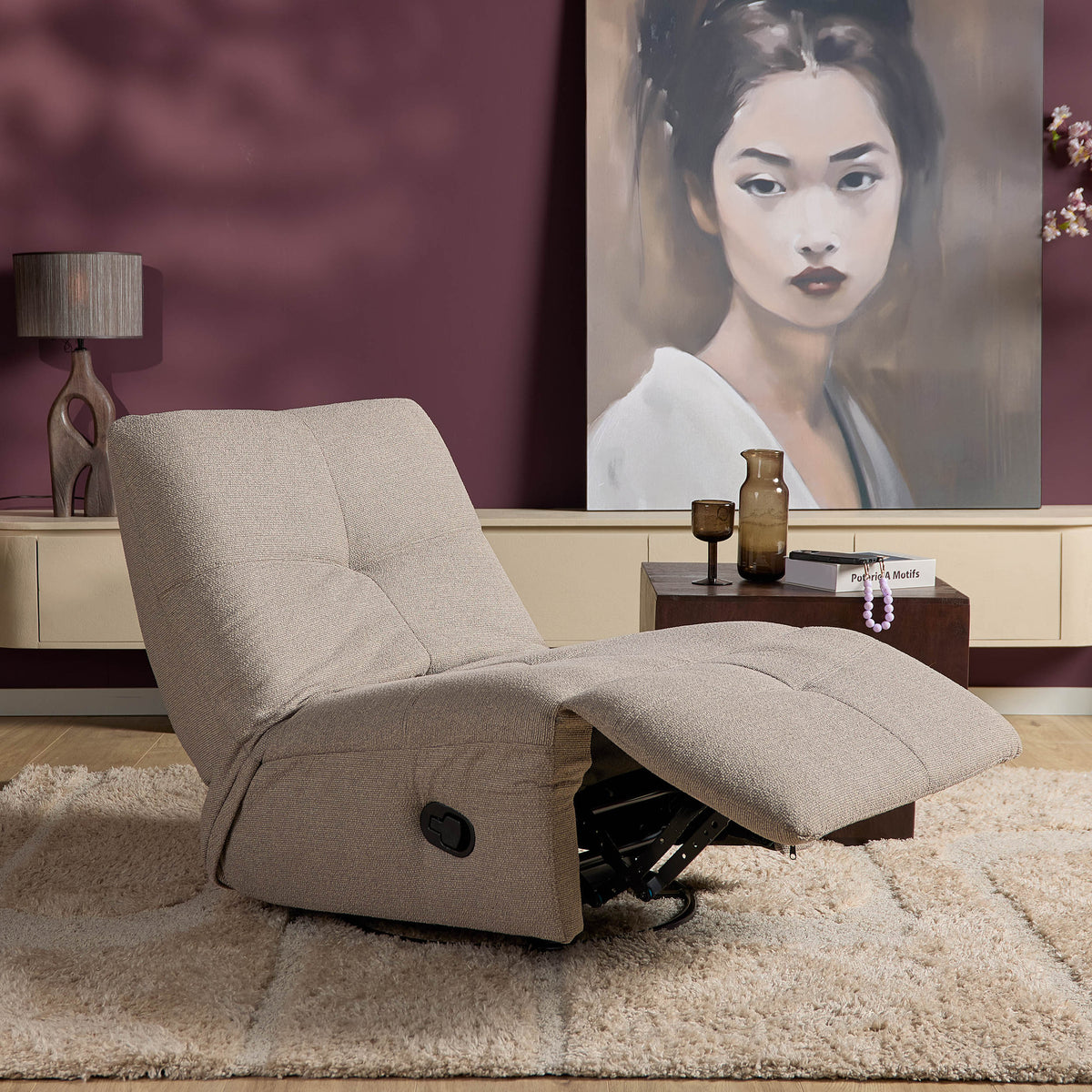 Relaxfauteuil Lazy, draaibaar, taupe