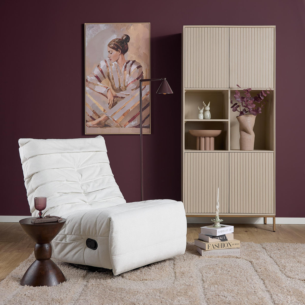 Relaxfauteuil Zen, draaibaar met schommelfunctie, naturel