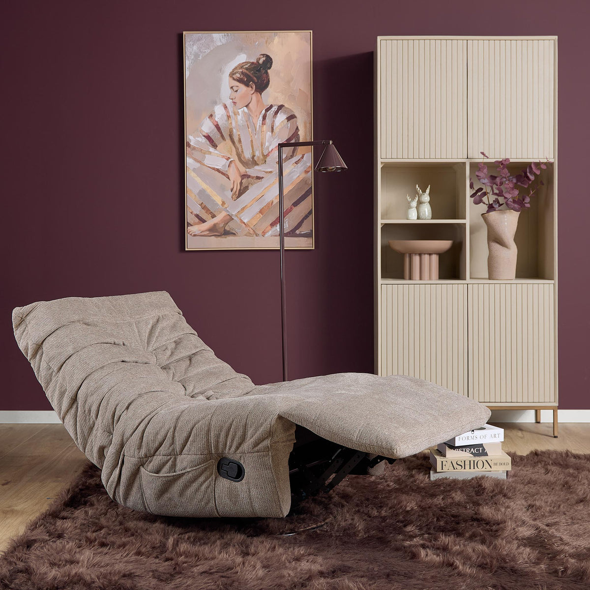 Relaxfauteuil Zen, draaibaar met schommelfunctie, taupe